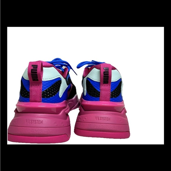 Puma Women's Black and Pink Sneakers with Blue Accents - Picture 3 of 8